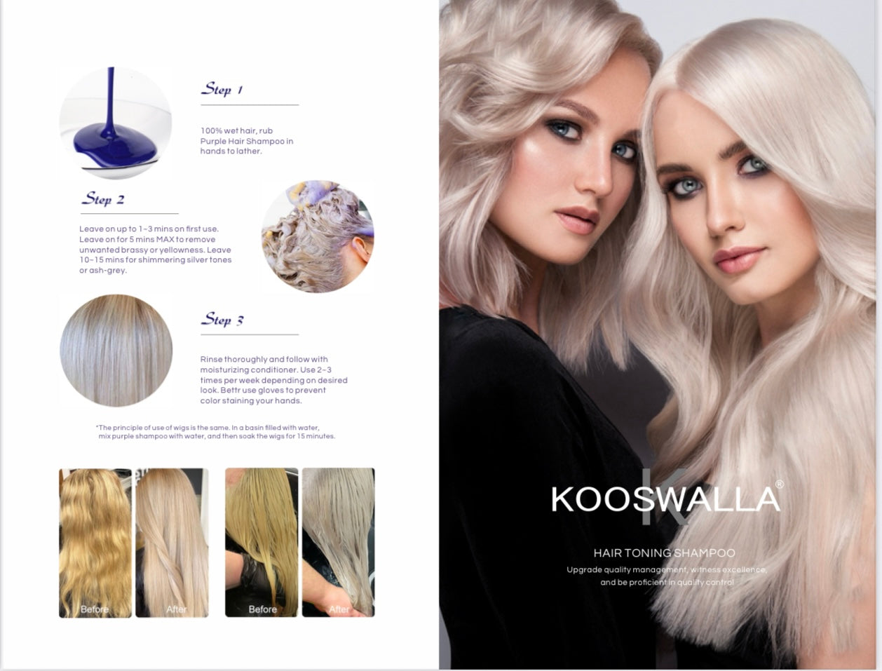 Kooswalla blonde toning treatment that removes brassy tones and brightens blonde hair — professional salon formula available for wholesale and salon use.