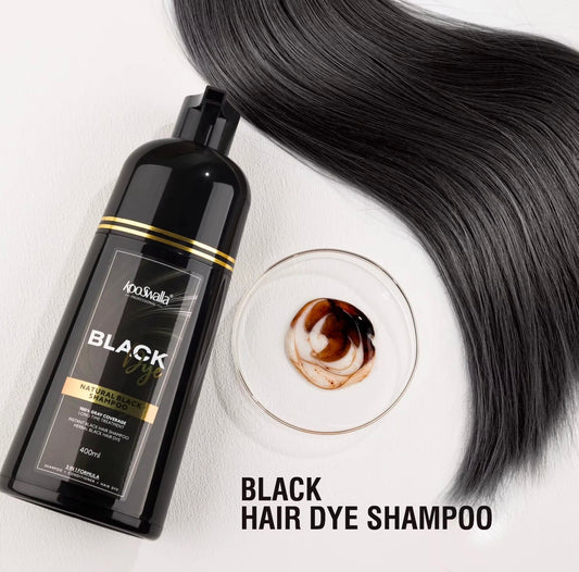 Kooswalla Professional 3-in-1 Black Hair Dye Shampoo 400ml – instant grey hair coverage with natural black colour.