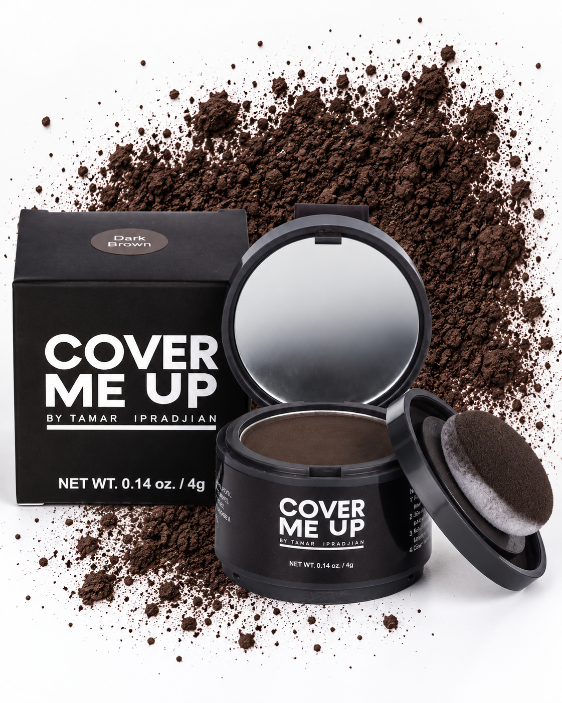 Dark Brown Hairline Powder for grey roots and thinning hair coverage