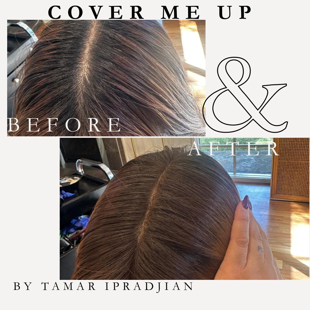 Dark Brown root cover-up powder for fuller-looking hair