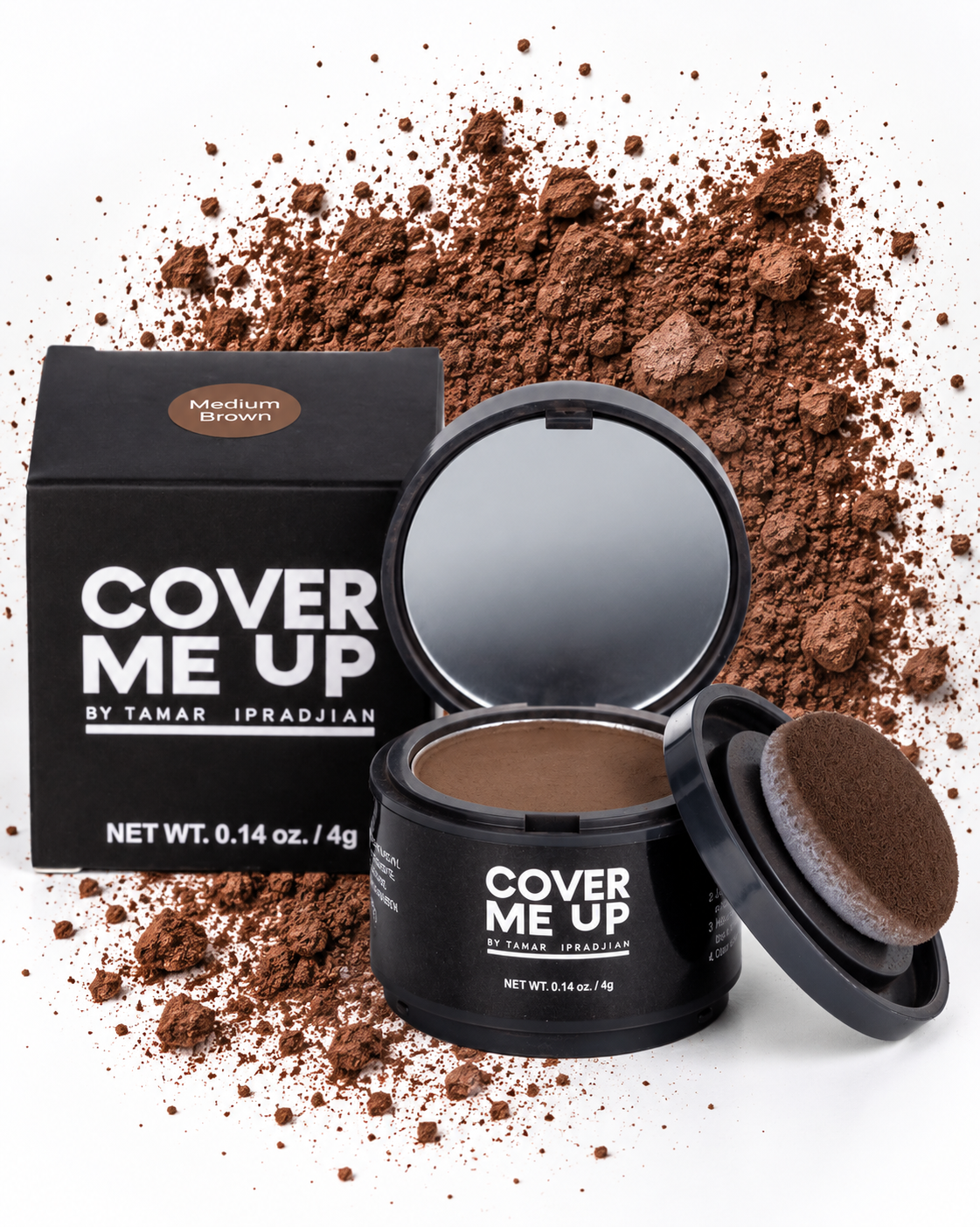  Cover Me Up Medium Brown hairline powder compact with built\-in applicator