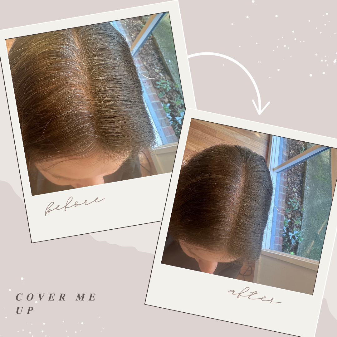 Medium Brown root touch-up powder for thinning hair and visible roots