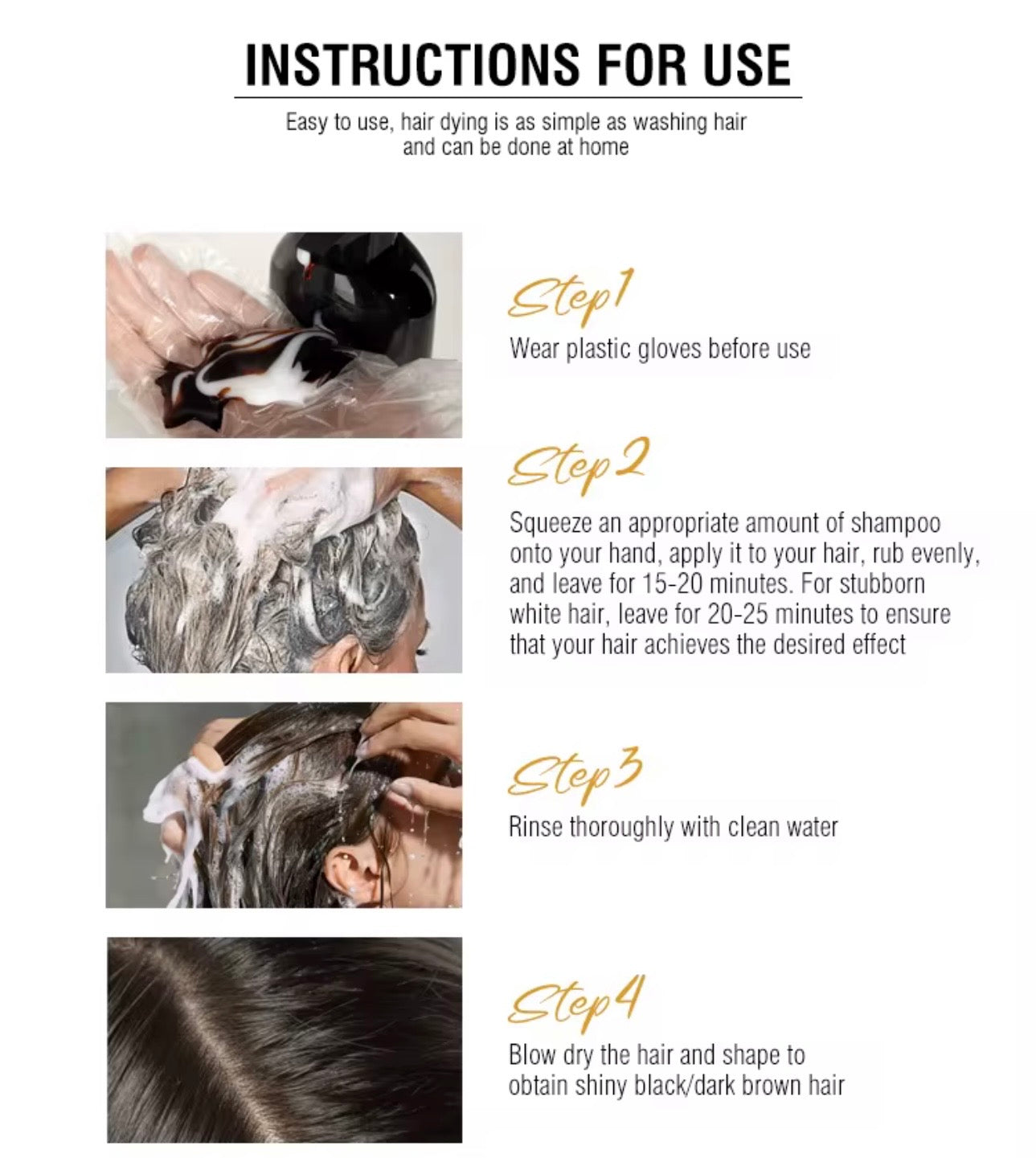Kooswalla Professional 3-in-1 Black Hair Dye Shampoo 400ml – instant grey hair coverage with natural black colour.