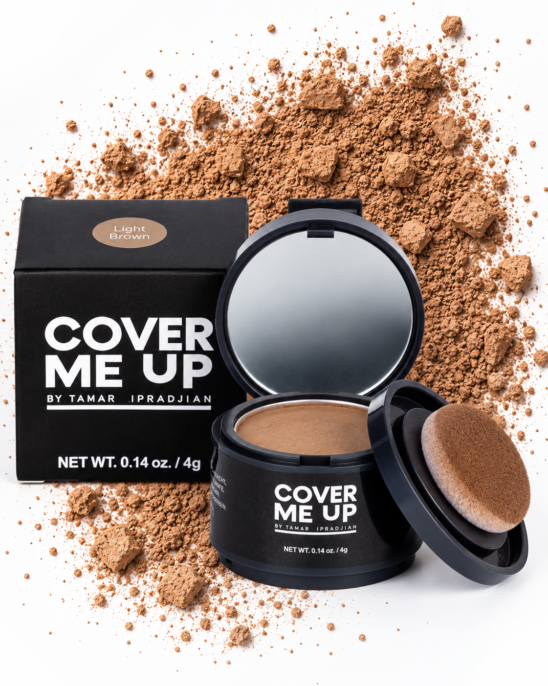     Light brown root touch up powder for grey hair, regrowth and thinning hair coverage