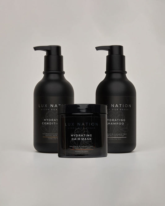 * Lux Nation Hydra Silk Trio hydrating shampoo conditioner and hair mask for dry damaged hair Australia