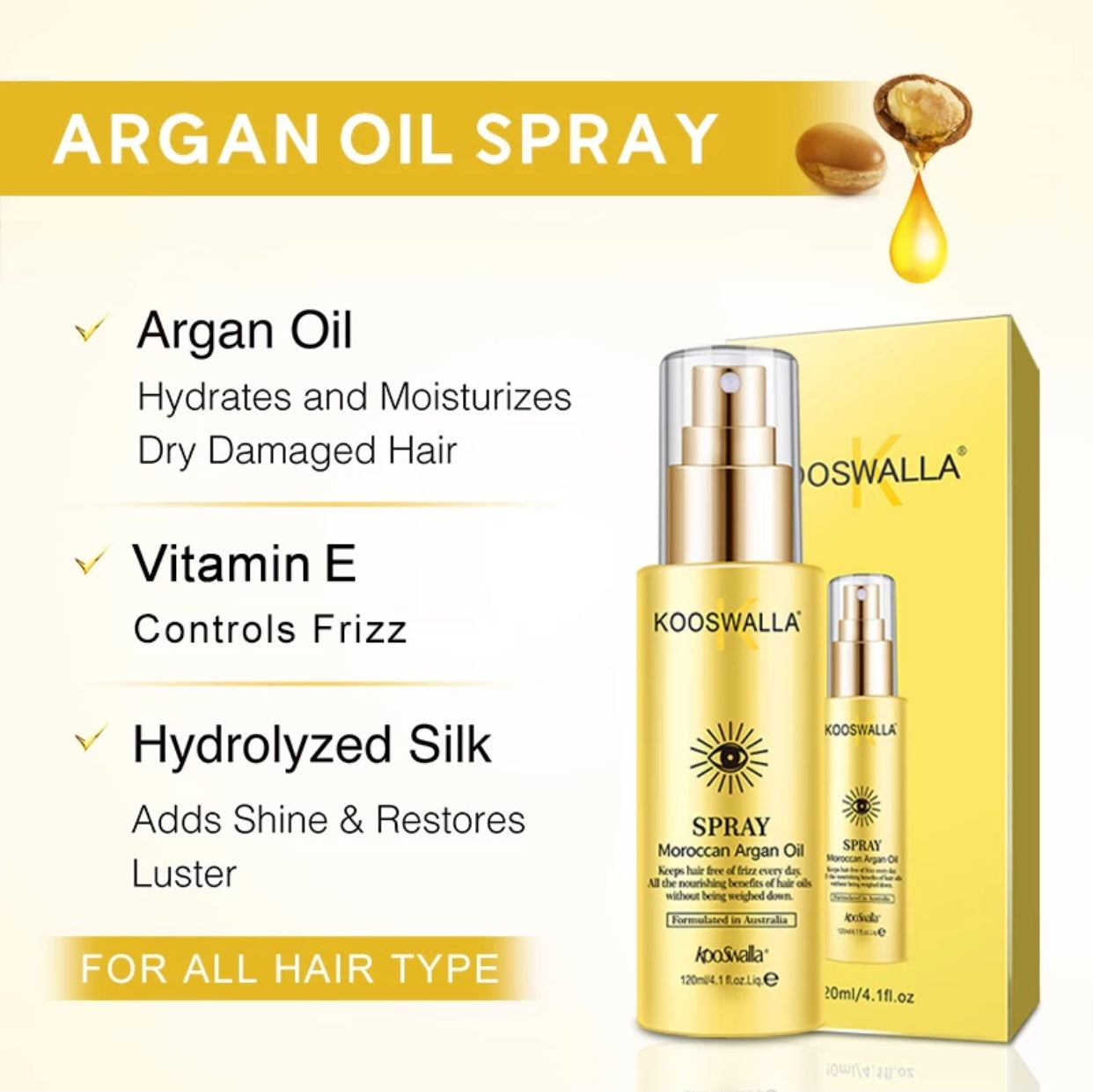 Kooswalla hair serum that repairs damaged hair, deeply moisturises and nourishes strands for a healthy shine — perfect for salons, retail, and professional wholesale use.